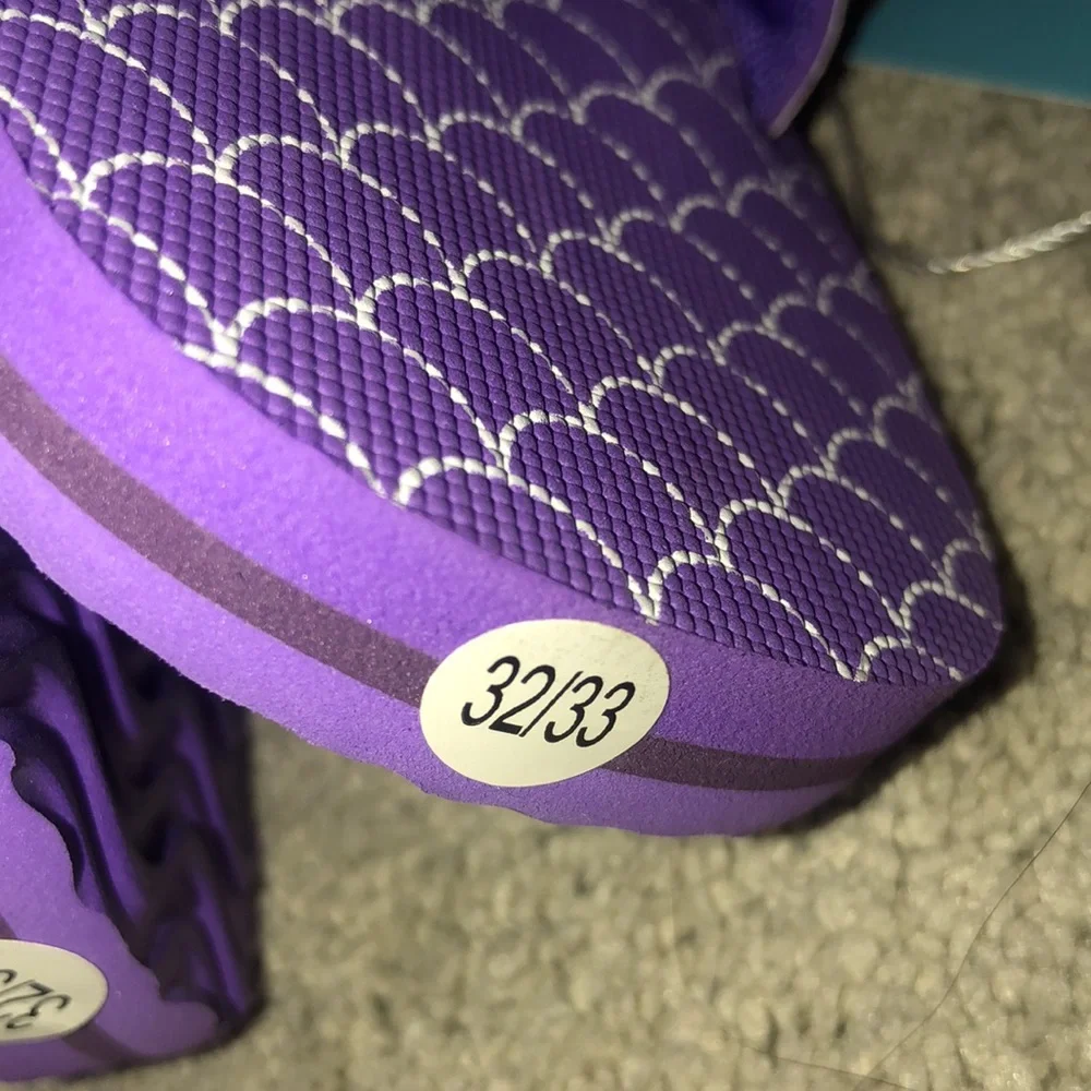 Warelves Flip Flops 32/33 little kids size 13 14 Fish Scale‎ Mermaid Purple NWT